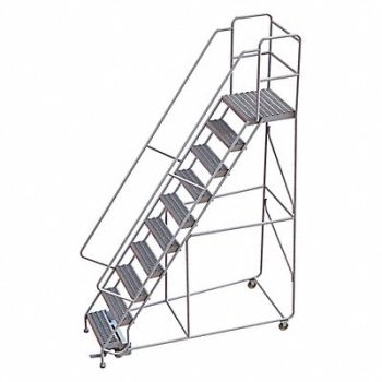 TRI-ARC Rolling Ladder 10 Step Aluminum Serrated, 25NY64