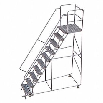 TRI-ARC Rolling Ladder 10 Step Aluminum Serrated, 25NY65