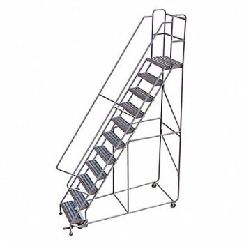 TRI-ARC Rolling Ladder 11 Step Aluminum Ribbed, 25NY66
