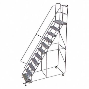 TRI-ARC Rolling Ladder 11 Step Aluminum Serrated, 25NY69