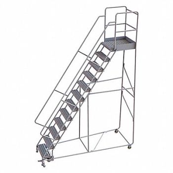 TRI-ARC Rolling Ladder 12 Step Aluminum Serrated, 25NY75