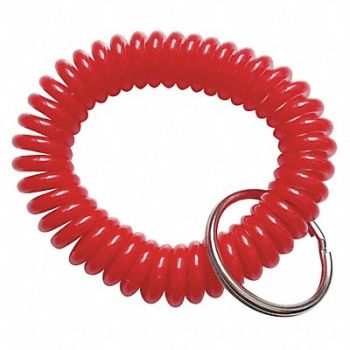 GRAINGER APPROVED Wrist Coil with Key Ring Red, 25PA31