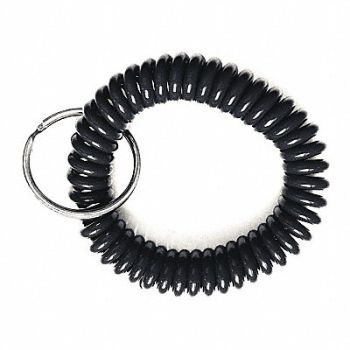 GRAINGER APPROVED Wrist Coil Key Ring Black PK10, 25PA24