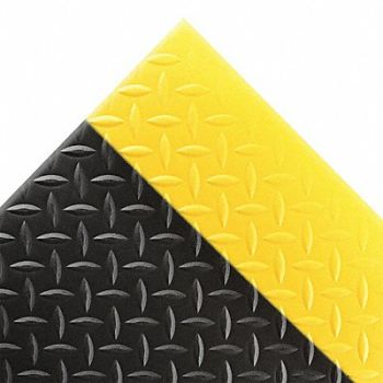 NOTRAX Antifatigue Mat Black YllwBrdr 3ft.x6ft., 25PJ69