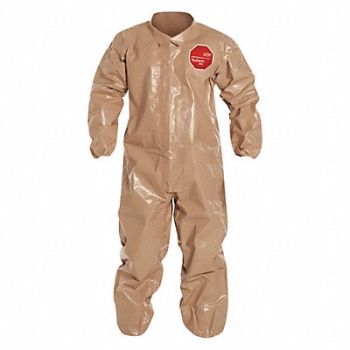 DUPONT Collared Coverall Elastic Tan S PK6, 29ER41