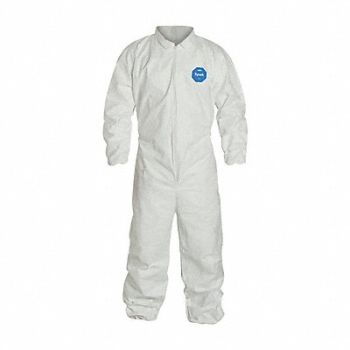 DUPONT D2233 Collared Coveralls Whte 4XL Elastic PK25, 6LY41