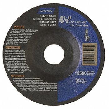 NORTON Depressed Ctr Whl T27 4-1/2x.045x7/8, 25TY50