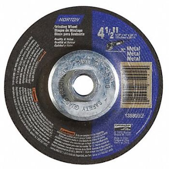 NORTON Depressed Ctr Whl T27 4-1/2x1/4x5/8-11, 25TY59
