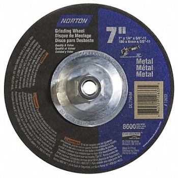 NORTON Depressed Ctr Whl T27 7x1/4x5/8-11, 25TY71