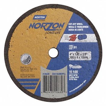 NORTON CutOff Whl NorZon 4 x1/8 x3/8, 25TZ11