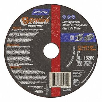 NORTON CutOff Whl Gemini 4 x3/32 x5/8 15280rpm, 25TZ19
