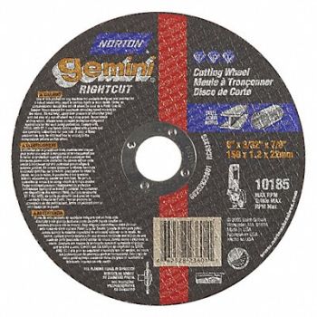 NORTON CutOff Whl Gemini 6x3/32x7/8 10185rpm, 25TZ33