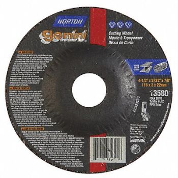 NORTON Depressed Ctr Whl T27 4-1/2x3/32x7/8, 25TZ56