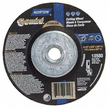 NORTON Depressed Ctr Whl T27 4-1/2x3/32x5/8-11, 25TZ60