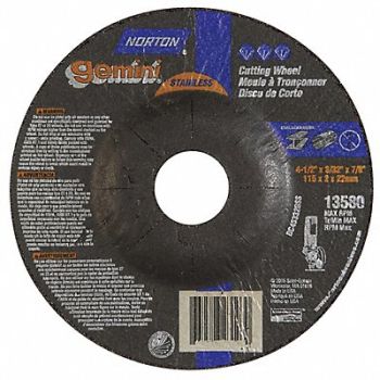 NORTON Depressed Ctr Whl T27 4-1/2x3/32x7/8, 25TZ61
