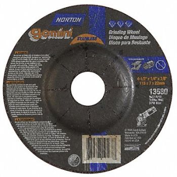 NORTON Depressed Ctr Whl T27 4-1/2x1/4x7/8, 25TZ65