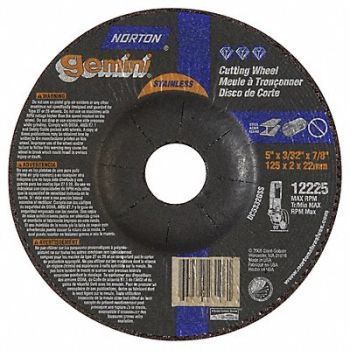 NORTON Depressed Ctr Whl T27 5x3/32x7/8, 25TZ66