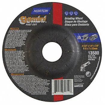 NORTON Depressed Ctr Whl T27 4-1/2x1/4x7/8, 25TZ79