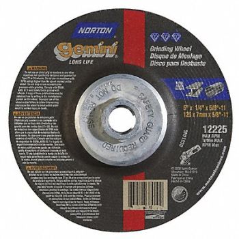 NORTON Depressed Ctr Whl T27 5x1/4x5/8-11, 25TZ86
