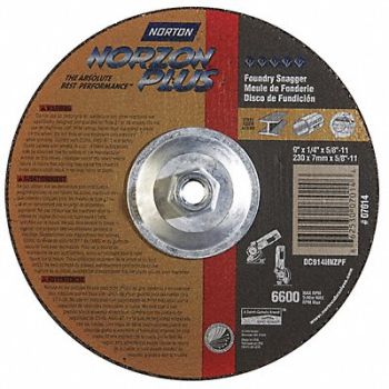 NORTON Depressed Ctr. Wheel T27 9in 5/8in-11, 25UA02