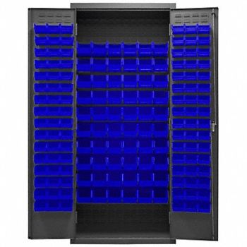 DURHAM MFG K4902 Bin Cabinet 84 x36 x18 Gray 156BlueBns, 36EZ84