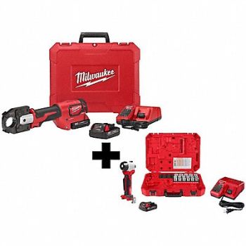 MILWAUKEE M18 600 MCM Crimper Kit + Cable Stripper, 388TE3