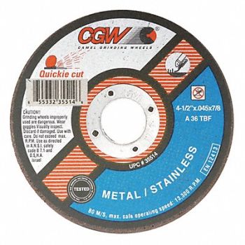 CGW ABRASIVES CutOff Whl 7x1/16x7/8 T1 ZA36-T-BF, 267J90