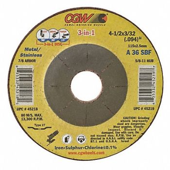 CGW ABRASIVES Ctr Whl Depressed 6x3/32.094x7/8 T27, 267M27