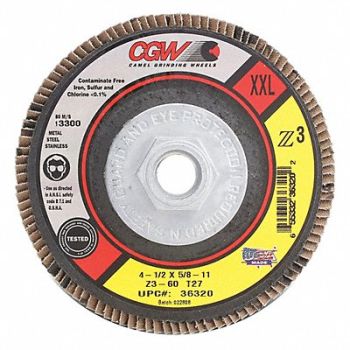 CGW ABRASIVES Flap Disc 4.5x7/8 T27 Z3 XXL 80G, 267V42
