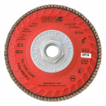 CGW ABRASIVES Flap Disc 4.5x5/8-11 Z3-40G Cmpct-Trim Z, 267U58