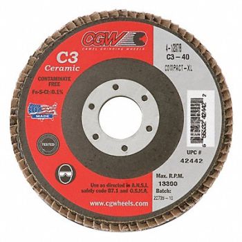 CGW ABRASIVES Flap Disc 4.5x7/8 C3 Cmpct Cer XL 60G, 267U85
