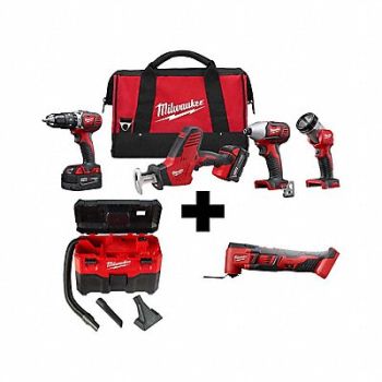 MILWAUKEE M18 4PC Tool Kit M18 Vac M18 MultiTool, 388TE9