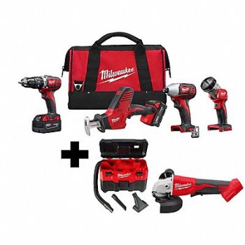 MILWAUKEE M18 4PC Combo Kit M18 Vac M18 Grinder, 388TE6