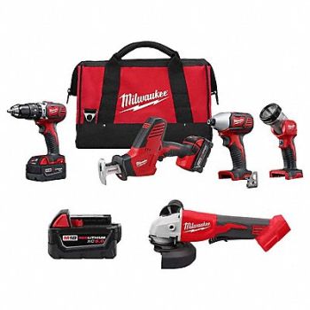 MILWAUKEE M18 4-Tool Kit M18 XC5.0 M18 Grinder, 387WJ4