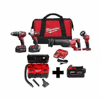 MILWAUKEE M18 4-Tool Kit M18 Vac M18 5.0, 388TG7