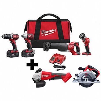 MILWAUKEE M18 4Tool Kit M18 Grinder M18 Circ Saw, 388TH4