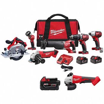 MILWAUKEE M18 6-Tool Kit M18 XC5.0 M18 Grinder, 387WJ8