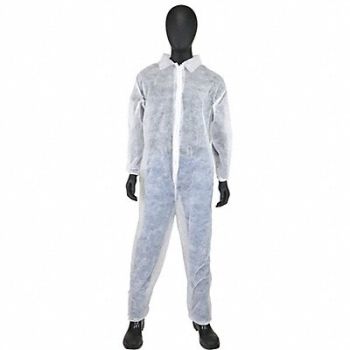 WEST CHESTER PROTECTIVE GEAR Collared Coverall Elastic White 2XL PK25, 34UJ91