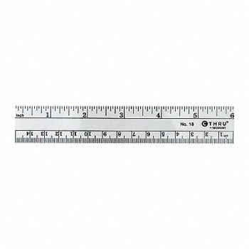 WESTCOTT Ruler Plastic Lined 16ths 6in Transparnt, 26CT75