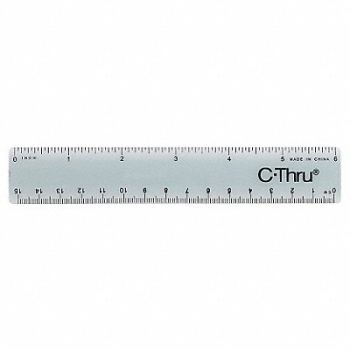 WESTCOTT Ruler Plastic Lined 16ths 6in Smoky Gray, 26CT81
