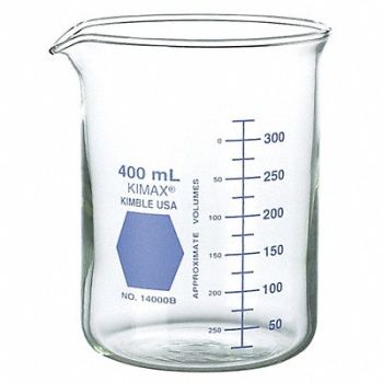 KIMBLE KIMAX Griffin Beaker Low Form Glass 400mL PK12, 26CV55