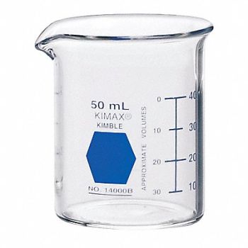 KIMBLE KIMAX Griffin Beaker Low Form Glass 50mL PK12, 26CV56