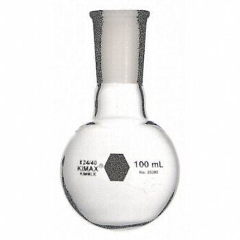 KIMBLE KIMAX Round Bottom Flask 50mL Glass Clear PK12, 26CY99