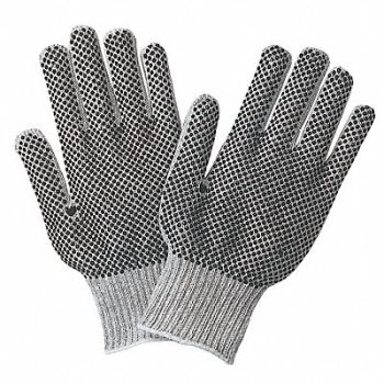 MCR SAFETY Regular Weight Cotton Black Poly L PK12, 26H346