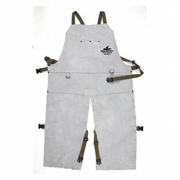 MCR SAFETY Leather Welding Bib Apron Split Leg 24X, 26J253