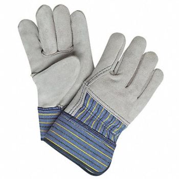 MCR SAFETY Leather Gloves Gray L PK12, 26J887