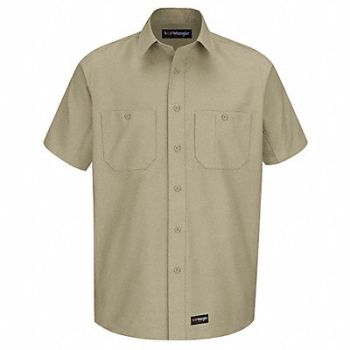 DICKIES Long Sleeve Shirt Khaki Poly/Cotton 2XL, 26KN99
