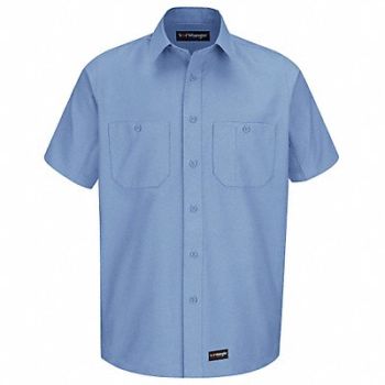 DICKIES Short Sleeve Shirt Lt Blu Poly/Cttn 2XL, 26KP09