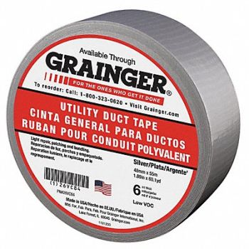 GRAINGER APPROVED Duct Tape Gray 1 7/8 in x 60 yd 6 mil, 26VC84