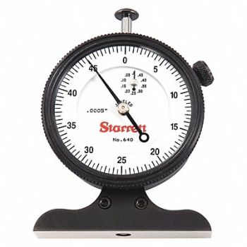 STARRETT Dial Depth Gage 0 to 1/2 Range, 26Z129